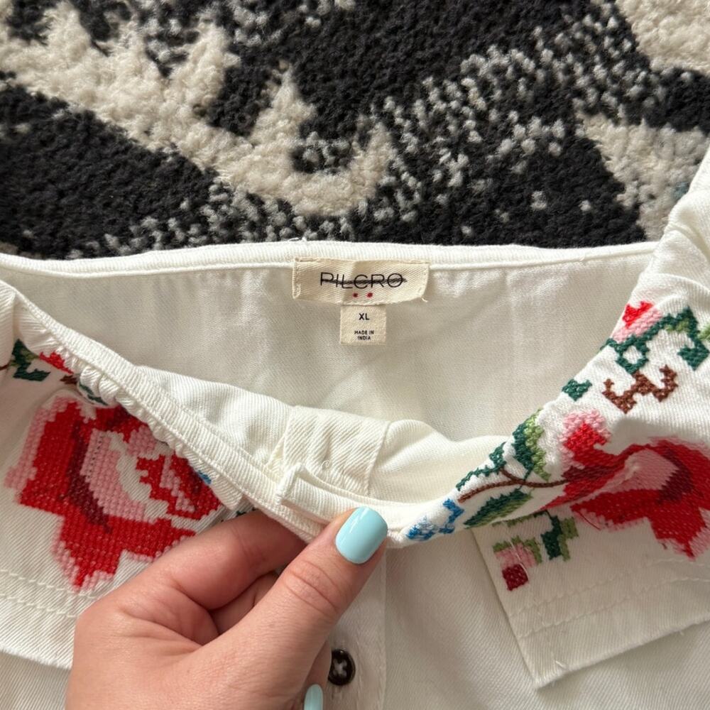 Anthropologie Pilcro Embellished Ruffle Collar Top - Picture 3 of 8